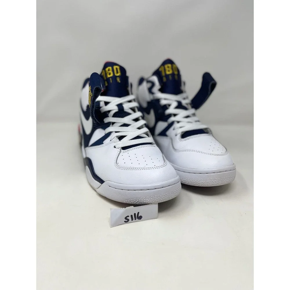 Nike Air Force 180 Mens Size 10 White Navy Gold Excellent Olympic Barkley